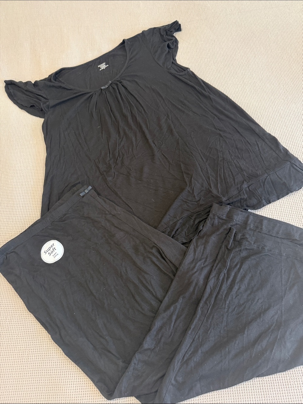 George Black Short Sleeve Pajama Top and Pants Set pants 2X top 1X